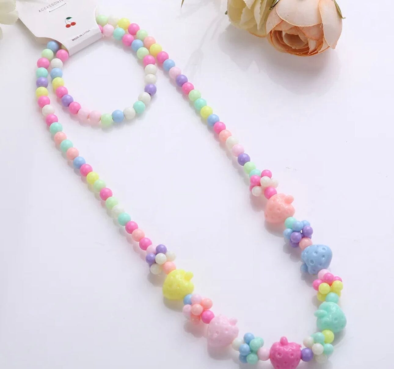 Pastel necklace & bracelet set North Kidzz Strawberry 