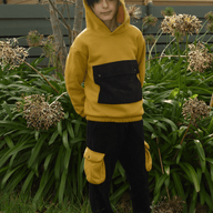 yellow and black kids tracksuit set 