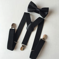 black kids suspenders and bowtie 