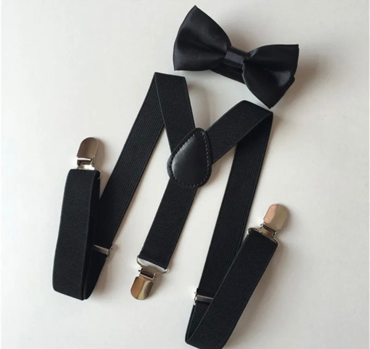 black kids suspenders and bowtie 