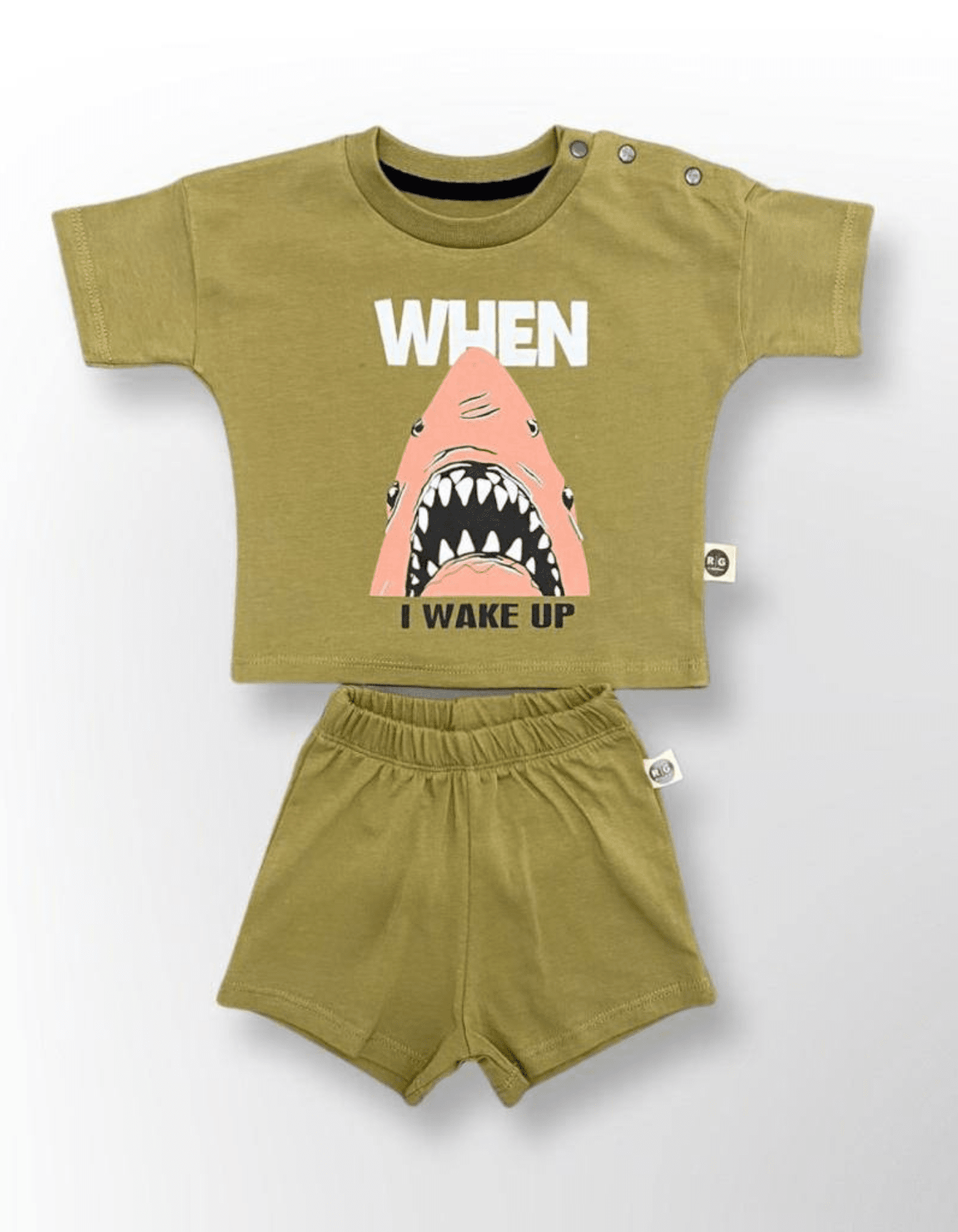 Shark attack set infinityfashion au Khaki 6-9 months 