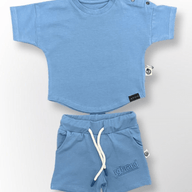 blue shirt and short set infinity fashion